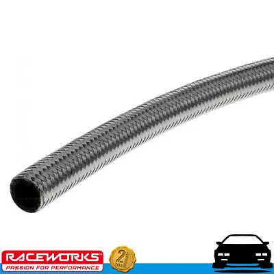 RACEWORKS SS Braided Cutter E85 Hose AN6 6AN 5 Metres Fuel Oil E85 Diesel • $160.95