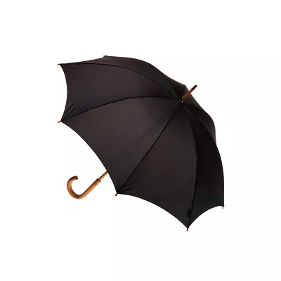 Clifton Women's Walking 103cm Wood Handle Windproof Umbrella Sun Shade Black • $35