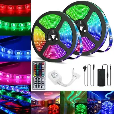 $1.59 • Buy 5050 RGB LED Strip Lights Waterproof 5m 10m 20m 30m 44key IR Controller Adapter