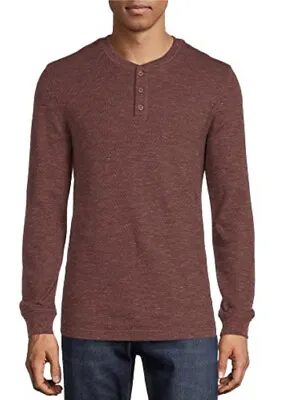George Clothing Men's Long Sleeve Rice Knit Thermal Henley Top (Burgundy 2XL) • $7.95