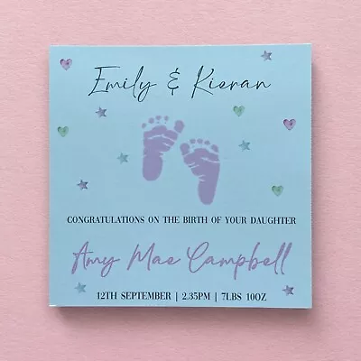 Personalised New Baby Girl Card Or Boy Birth Of New Daughter/Son Congratulations • £2.95