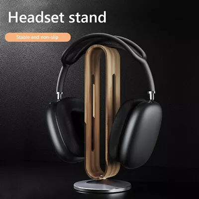 Bamboo On-Ear Headphone Stand Holder Aluminum Alloy Base Desk Earphone Stand • $29.99