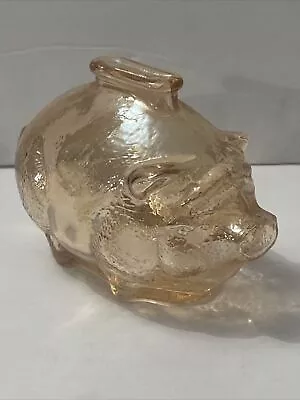 Vintage Anchor Hocking Glass Piggy Bank Small Vintage Pink Amber Glass • $16.99