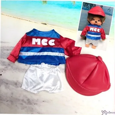 XA83 Monchhichi S Size Fashion Outfit Horse Racing Jockey Suit BLUE Red Helmet • $15.95