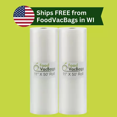 TWO 11X50 FoodVacBags Rolls For FoodSaver Vacuum Seal Bags Food Storage Embossed • $20.49