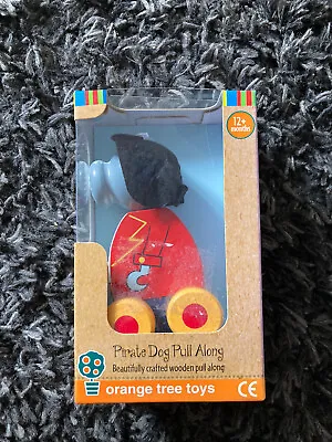 £6 • Buy IMPERFECT Wooden Pirate Dog Pull Along Orange Tree Toys