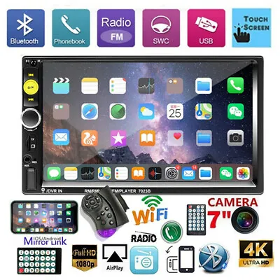 $33.99 • Buy 7  Double 2 DIN Bluetooth Car Radio Stereo FM USB TF AUX IOS/Android Mirror Link