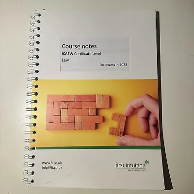 ICAEW Law Certificate Level Course Notes Brand New • £4.99