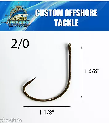25 Size 2/0 Custom Offshore Tackle Kahle Offset Black Nickel Hooks Straight Eye • $4.25