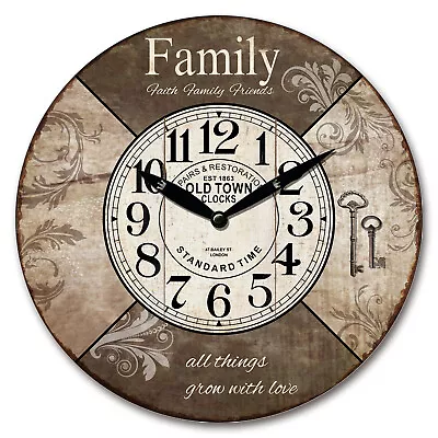 $19.95 • Buy New 28.8cm Round MDF Wall Clock-  Family Home Gift Home Decor
