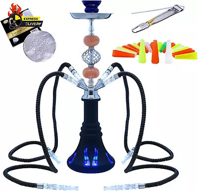 22'' 4 Hose Hookah Set With Everything Glass Shisha Vase - Include 100 Disposabl • $36.48