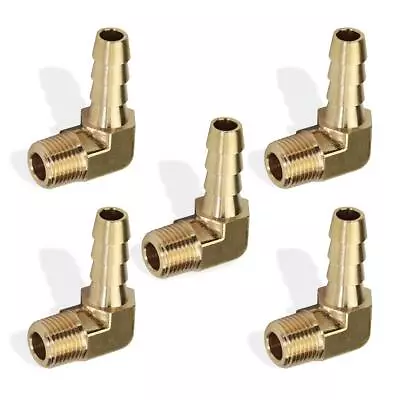 Boeray 5pcs 90 Degree Elbow Brass Hose Barb Fitting -1/4 Barb To 1/8 Male NPT • $13.20