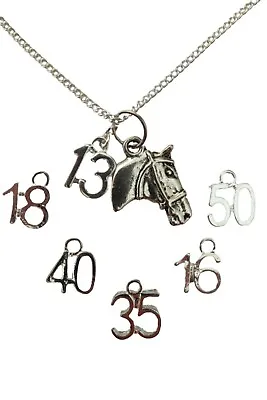 £5.97 • Buy SILVER NECKLACE HORSE HEAD Charm Pendant Birthday Anniversary Gift + Bag