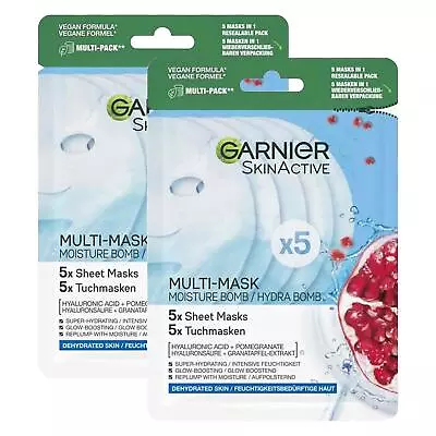 Garnier Moisture Bomb Hydrating Sheet Mask For Dehydrated Skin 2 Pack 10pcs • £18.99