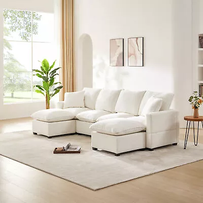 110*57  Modern Modular 6 Seat Chenille Sectional Couch Set With 2 Pillows • $1054.80