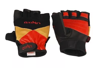 £4.75 • Buy Uneed Gold Leather Gym Weight Lifting Gloves Body Building Exercise Training