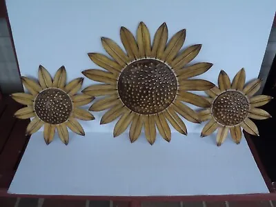 3 -Metal Sunflower Wall Art Sculpture Hanging Fence Patio Garden Home Decor 15  • $20