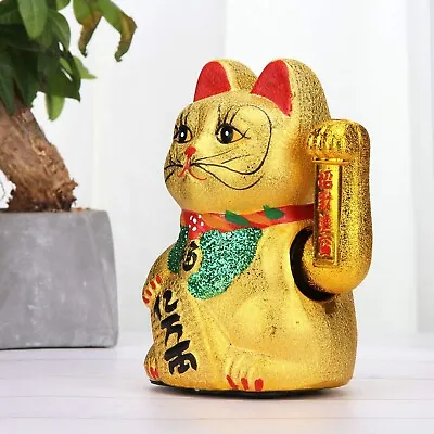 Feng Shui Maneki Neko Lucky Cat Waving Hand Wealth Lucky Cat Ceramic 7 Inches • $26.91