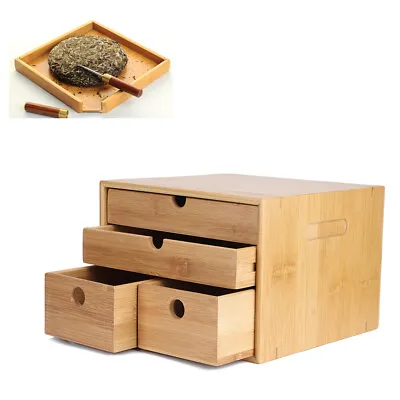 3 Layer Bamboo Tea Storage Box Tray Organizer Chest With Drawer For Home • $118