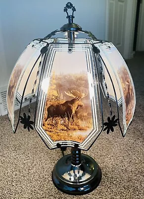 Vintage OK Lighting Glass Panel Moose Lamp Chrome Colored Tested READ • $90