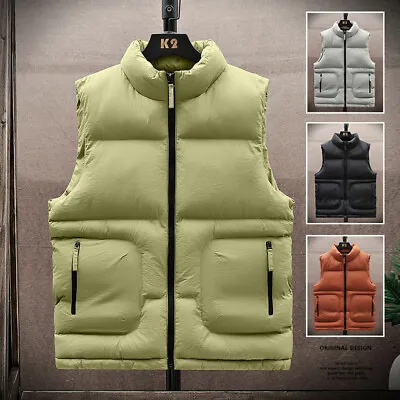 Men's Stand-up Collar Vest Loose Thickened Warm Vest External Zipper Pocket • $26.49