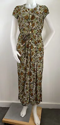 Vintage MCM Jumpsuit  Homemade Floral Capri 34” Chest Size Small (SEE FLAWS • $12