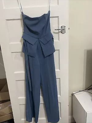 Blue Bandeau Cowl Neck Pocket Detail Jumpsuit Size 8 • £8.51