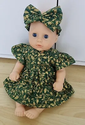 £7.49 • Buy My First Baby Annabell/14 Inch Doll 2 Pce Green & Gold Christmas Dress Set (88)