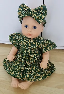 £7.49 • Buy My First Baby Annabell/14 Inch Doll 2 Pce Green & Gold Christmas Dress Set (88)
