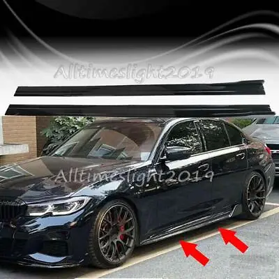 For BMW 3 Series F10 F30 F32 F80 Gloss Black Side Skirts Extension Spoiler Lip • $45.95