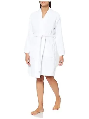 White UK Size 14 Iris & Lilly Women's White Dressing Gown Robe NWT 100% Cotton • £9.99