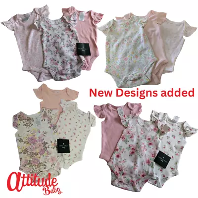 Laura Ashley Designer Floral Baby Grows 3 Pack - Vintage Blossom Spring Vests • £7.49