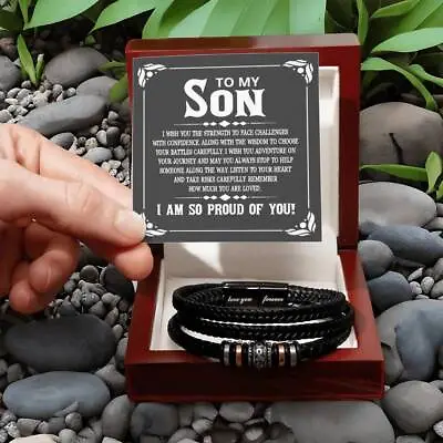 To My Son From Mom Boys Jewelry Gifts For Son From Dad Love You Forever Bracelet • $45.10