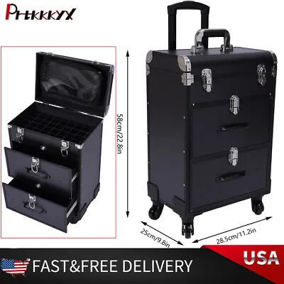 Professional Rolling Makeup Train Case Cosmetic Trolley Makeup Storage Organizer • $74.10