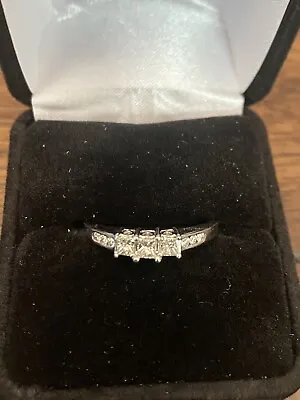 $375 • Buy White Gold Diamond Ring Past Present Future