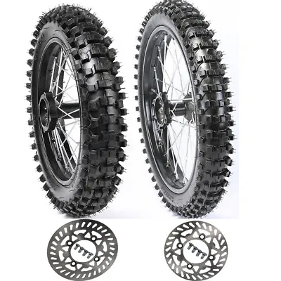 $239.99 • Buy Front 70/100-17 + Rear 90/100-14+Disc Rotor Wheel Tire Rim F KX85 CR85 YZ85 Bike