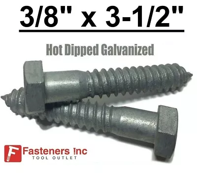 (Choose Qty) 3/8  X 3-1/2  Hot Dipped Galvanized Hex Head Lag Bolt Screw HDG • $15.48