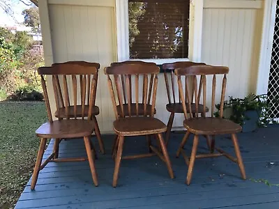 $69 • Buy 6 Kitchen Dining Timber Wooden Solid Colonial Queenslander Style Chairs 