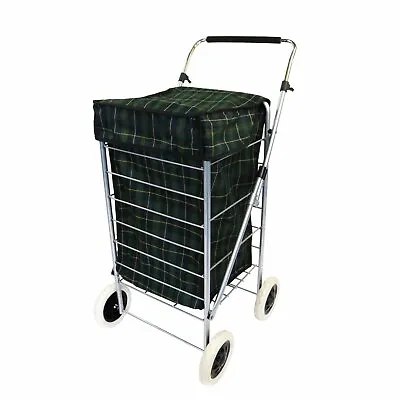 NEW! 4 Wheel Folding Shopping Mobility Trolley Bag Cart Market Laundry • £34.99