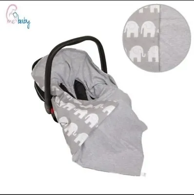 Baby Car Seat Hooded Blanket Double-sided Snuggle Swaddle Wrap Soft Cotton • £15.50