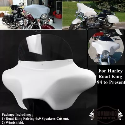 For Harley Road King 1994-2022 Batwing Fairing Windshield 6 X 9  Speaker Cut Out • $625.07