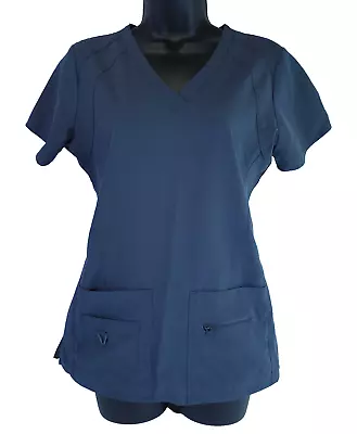 Med Couture ACTIVATE Women's Small Shirt Scrub Top V-NECK RACERBACK NAVY 8416 • $9.88