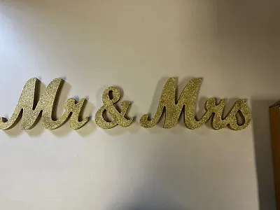 Mr And  Mrs Sign Wedding Table Decorations Mr & Mrs Gold Letters Display • $9.99
