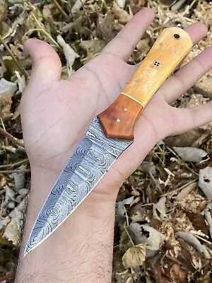 $26.95 • Buy Double-Edged V42 Military Damascus Steel Dagger Boot Knife Stiletto Dirk Sheath