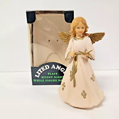 Vintage ANGEL Rotating Music Box With Lit Candle Silent Night 6 Inch NIOB • $29