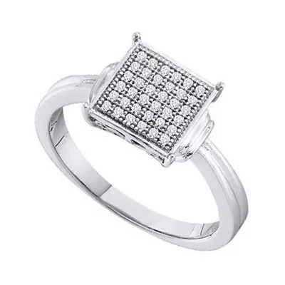 0.10 Ctw Natural Diamond Micro Pave Engagement Ring 14K White Gold Over  6 7 8 • $113.85