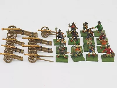 15mm English Civil War Artillery - 8 X Cannon & 15 X Crew. Painted. Blue 547 • £50