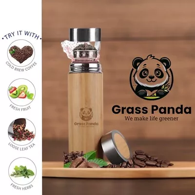 Bamboo Insulated 16.9 Oz Coffee Travel Mug With Tea Infuser Loose Leaf Herbs Etc • $23.45