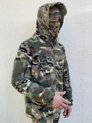 Men's Fleece Jacket With A Hood Camouflage Multicam Tactical. Army Military • $103