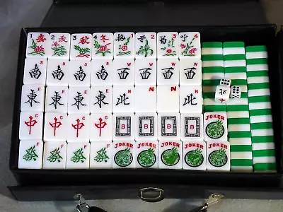 Vintage Mah Jong Mahjong Set: 153 Tiles W Case 4 Trays Chips Rule Books • $99